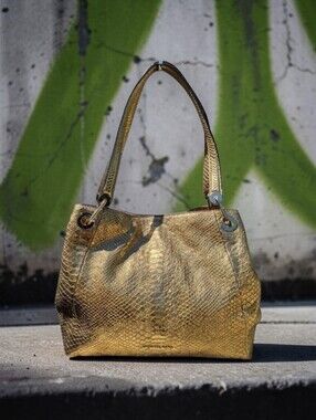 MICHAEL Michael Kors Raven Metallic Crocodile Embossed Leather Bag